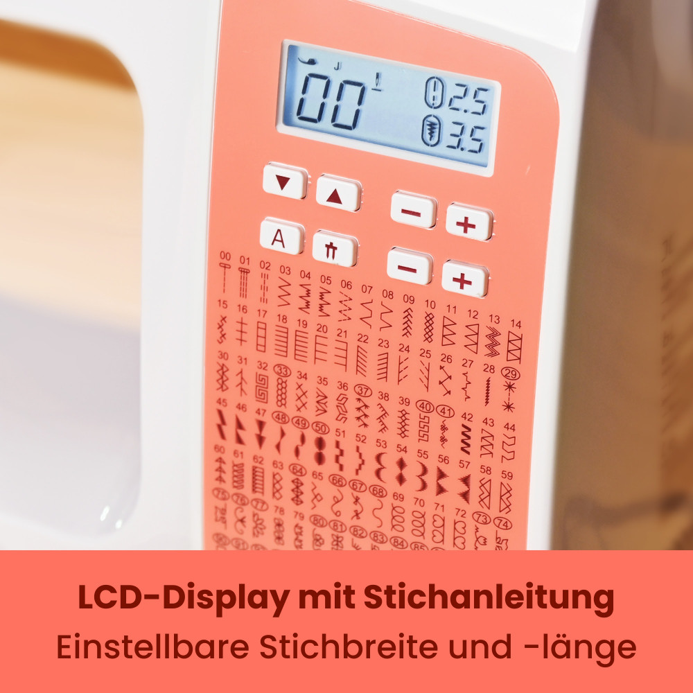 PooLin EOC02 – Digitale Nähmaschine | 200 Stiche, LCD & 7 Nähfüße